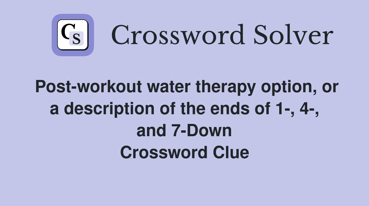 Postworkout water therapy option, or a description of the ends of 1